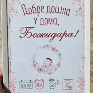 Бебешка визитка „Добре дошла у дома“, с рамка!