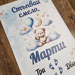 Килимче за прощъпулка- Мече с балон в син цвят