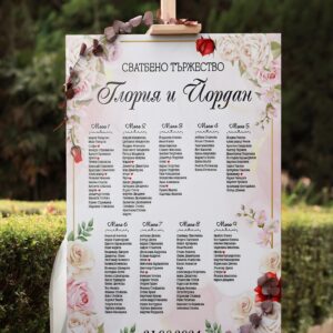 Пвц табела разпределение на маси Розови рози