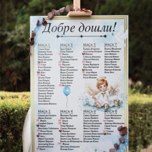 Табло за кръщене списък гости Ангелче